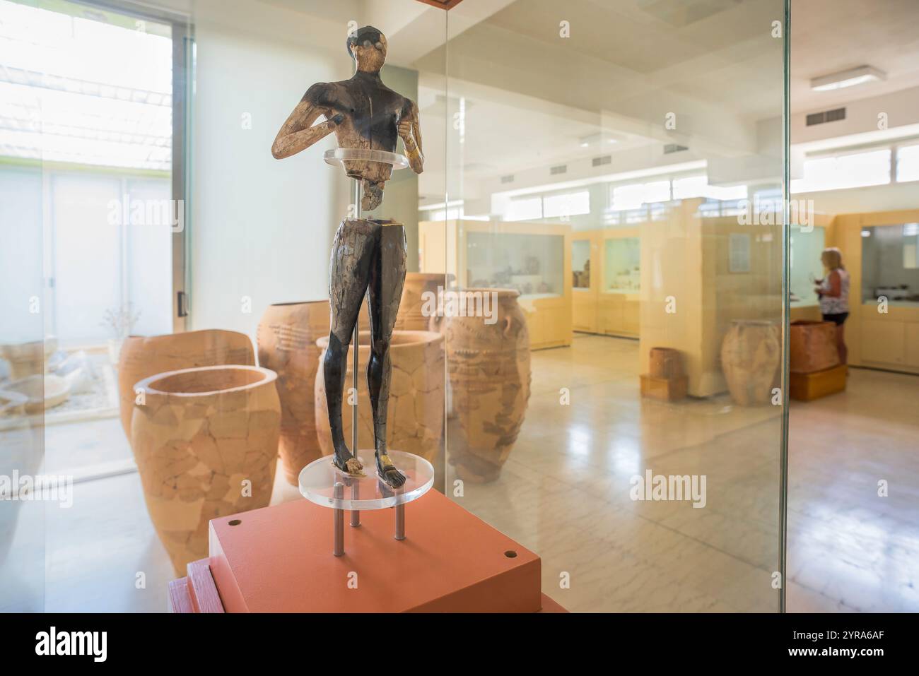 Minoan archaeology, view of a finely detailed ancient Minoan male figure, the Palekastro Kouros (15th-century BC), Sitia Archeological Museum, Crete Stock Photo