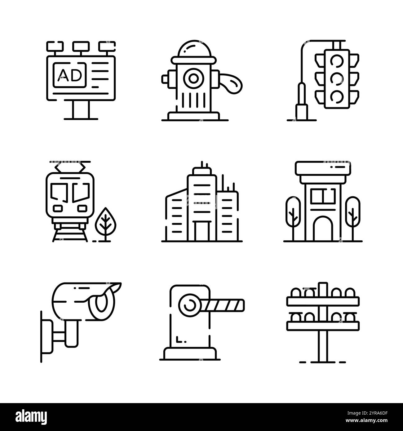 Get your hold on this amazing city elements icons set, isolated on ...