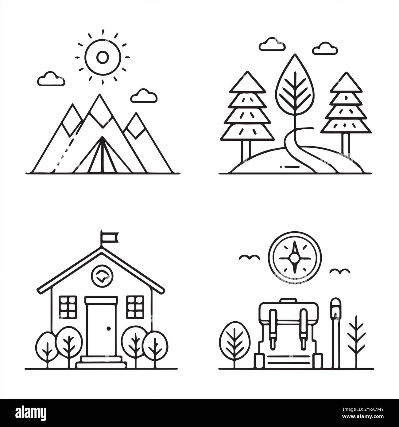 set of clean line icons of the minimalistic icon vector Stock Vector ...