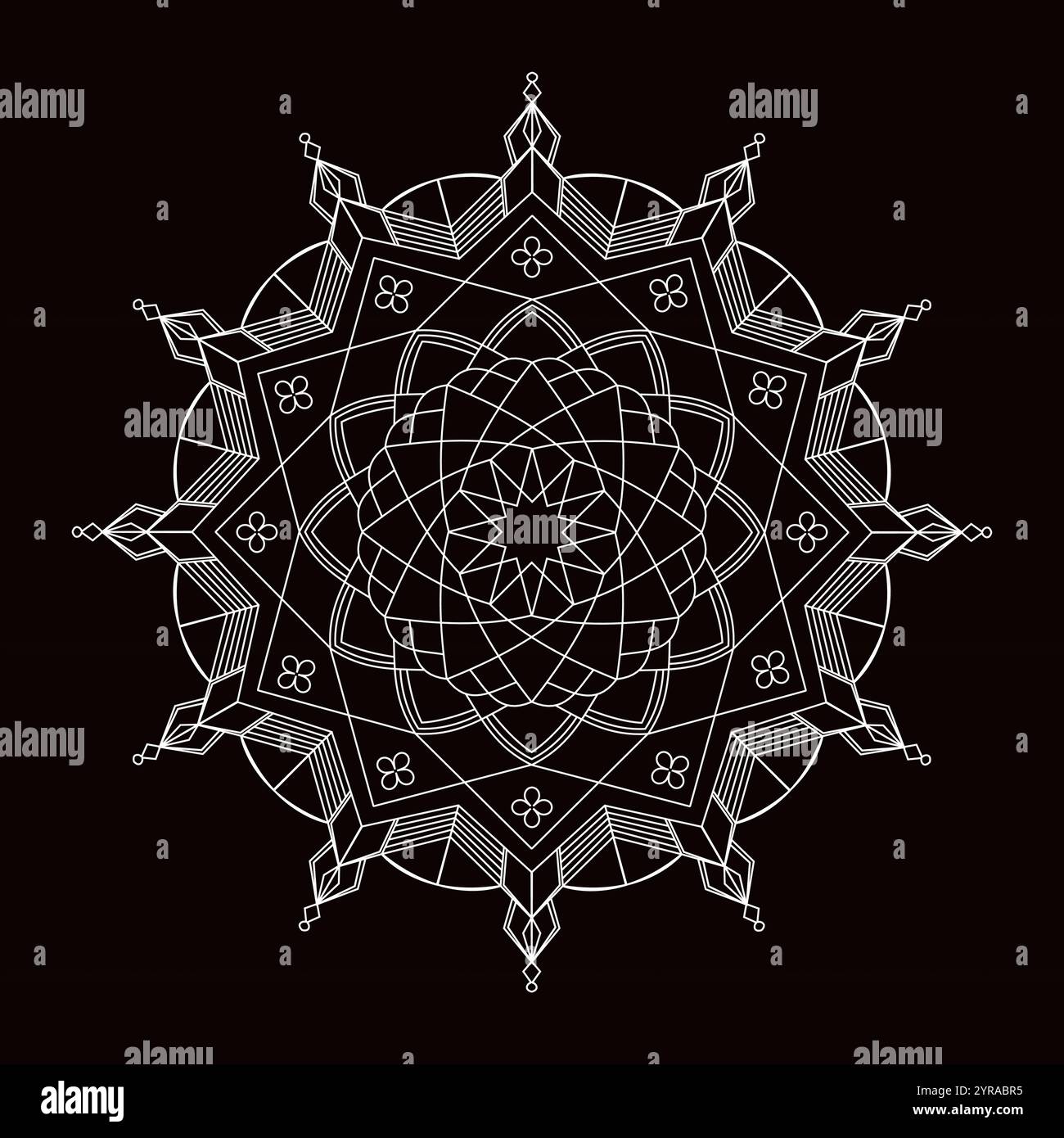Celestial Mandala A Dance of Lines and Patterns Stock Vector