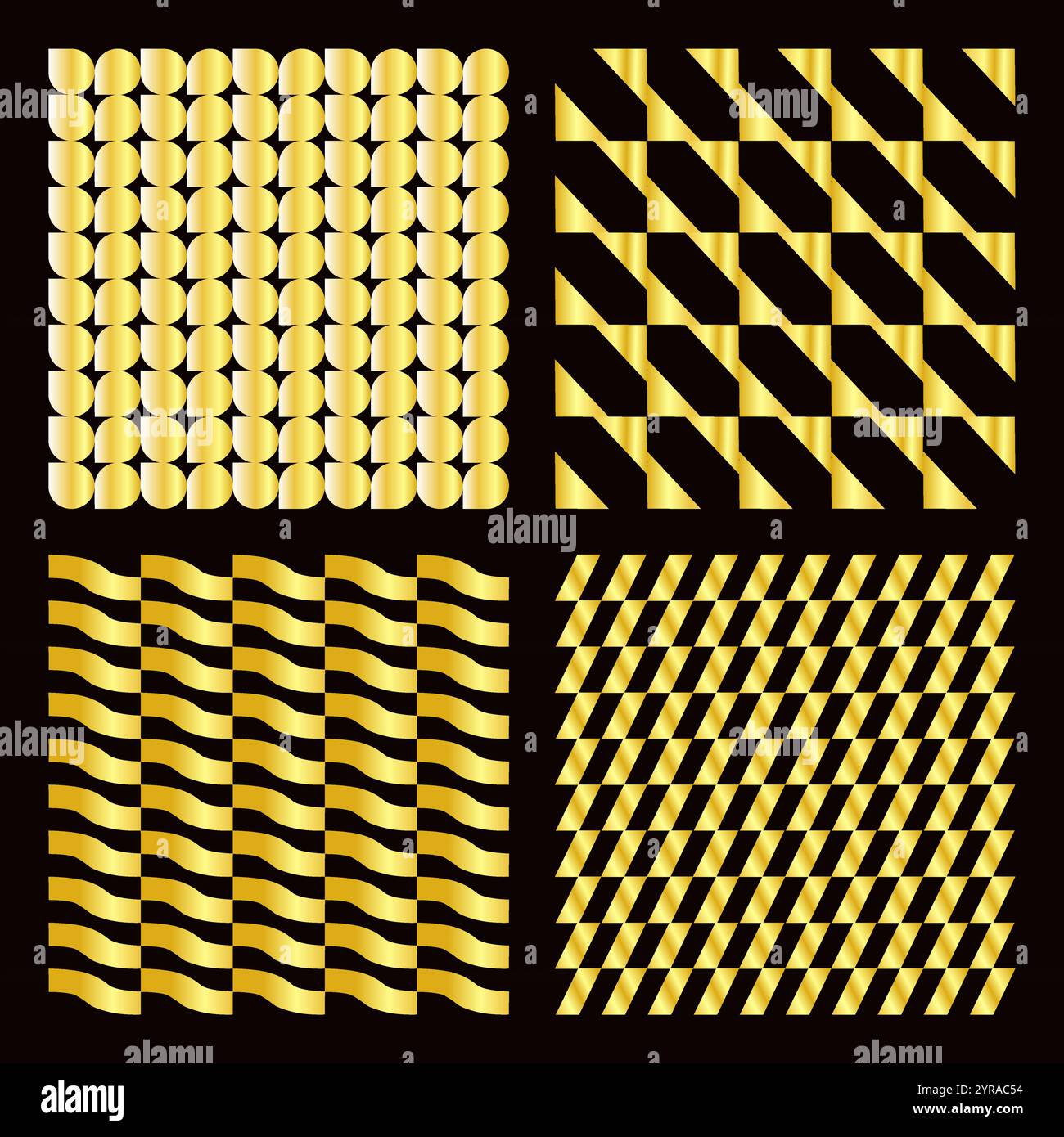 Golden Illusions A Modern Collection of Luxe Geometric Patterns. Stock Vector