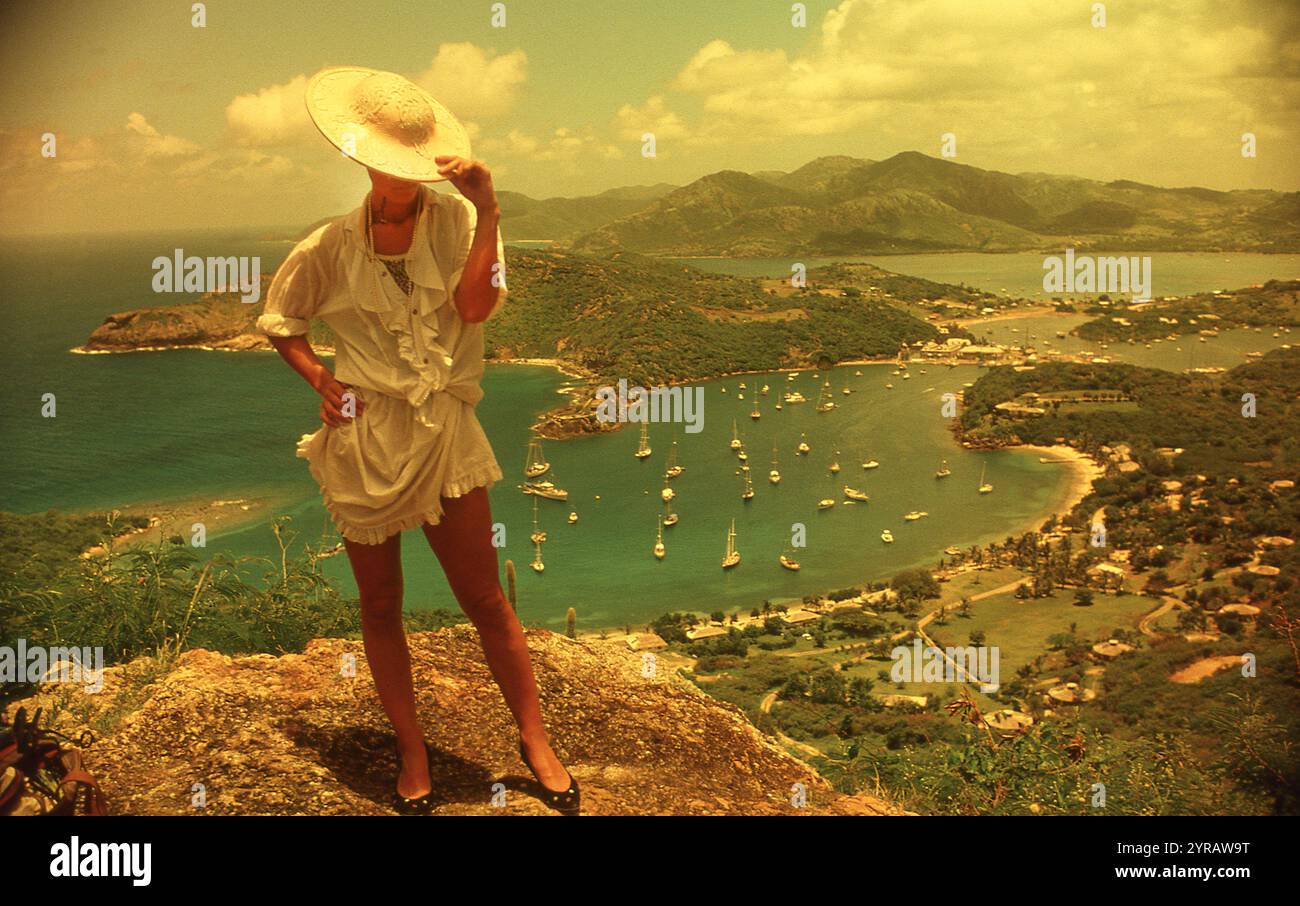 Paula Yates at english Harbour Antigua WI. Stock Photo