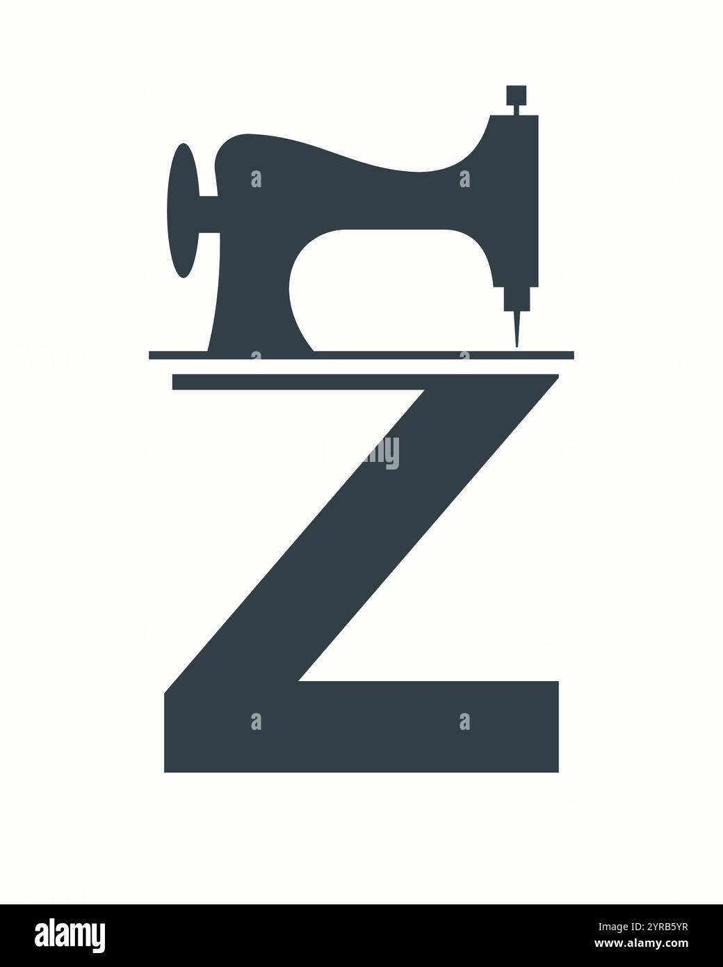 Initial Letter Z Tailor Logo Design with Tailoring Machine Symbol Concept For Embroider, Textile, Cloth and Fabric Template Stock Vector