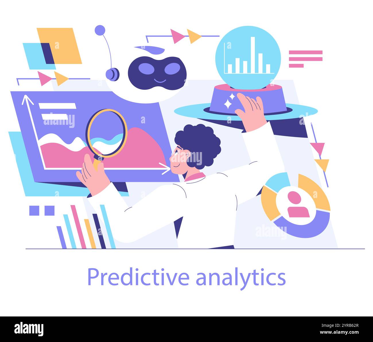 Data Science concept. An analyst examines intricate graphs for ...