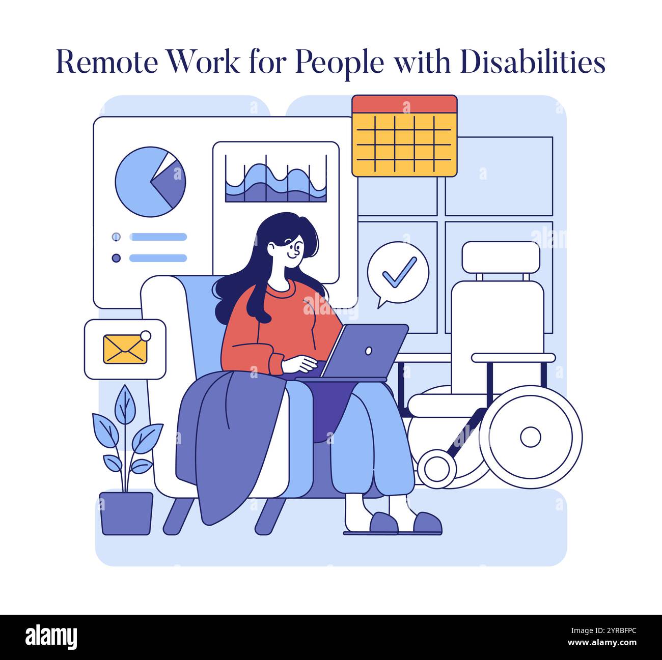 Inclusion concept. A woman with a disability working from home ...