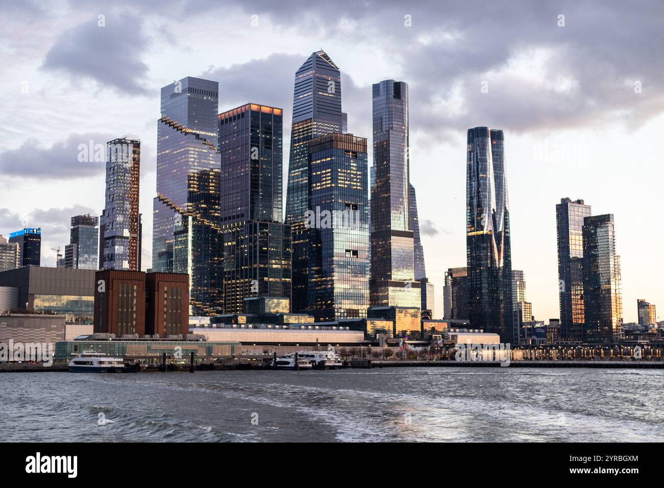 Hudson Yards Skyscrapers from the Hudson River at Dusk Stock Photo - Alamy