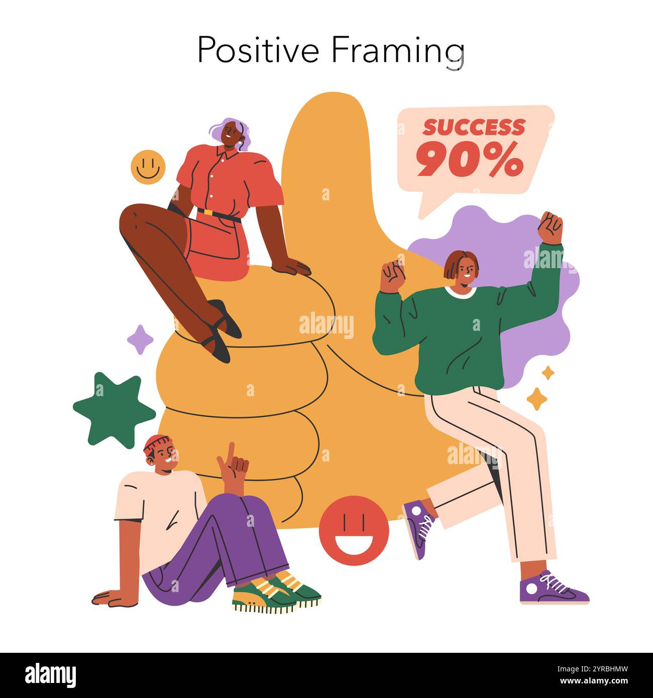 Cognitive Framing concept. Illustration of diverse individuals ...