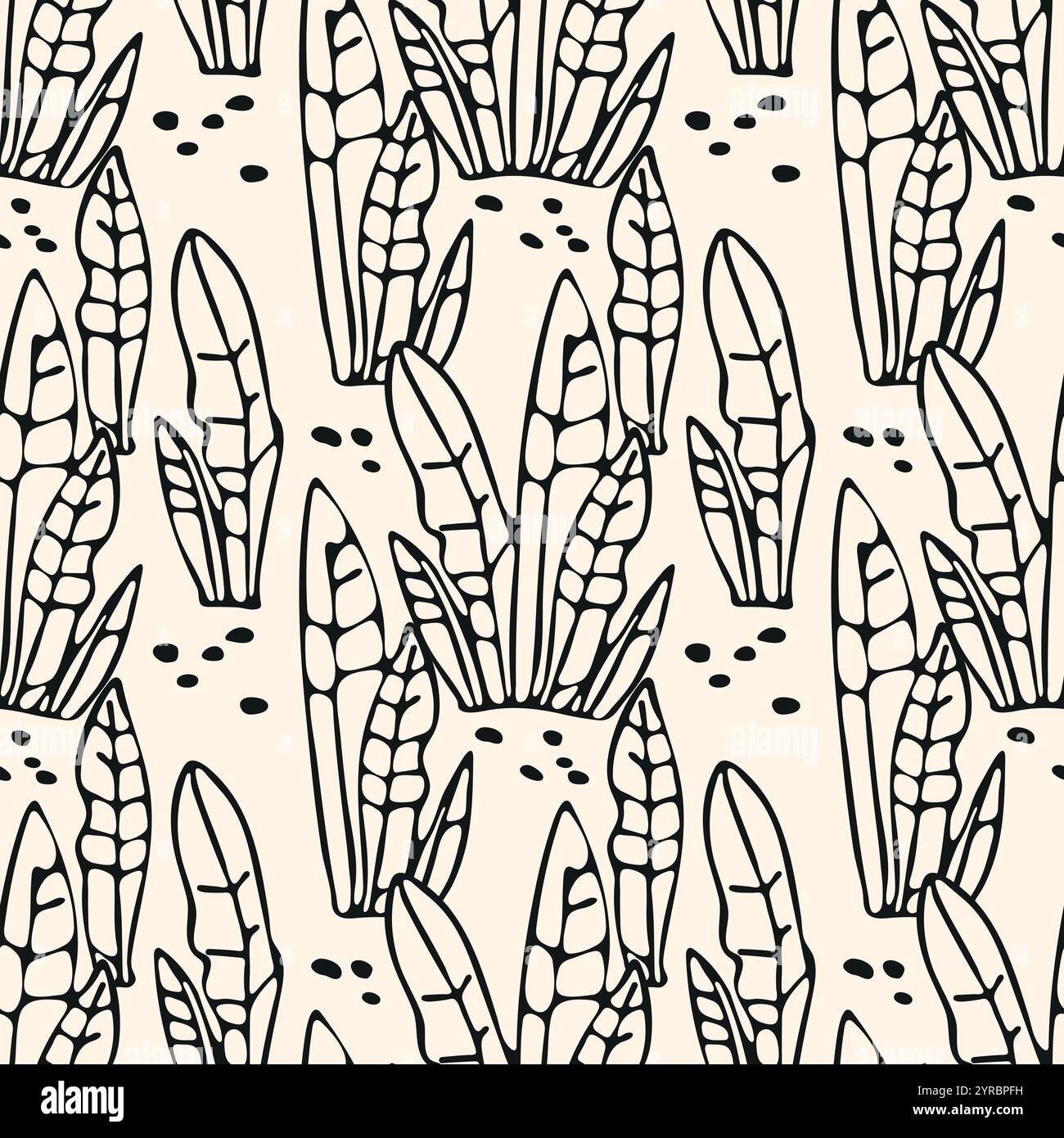 Seamless pattern with algae. Decorative seamless natural ornament. Stock Vector
