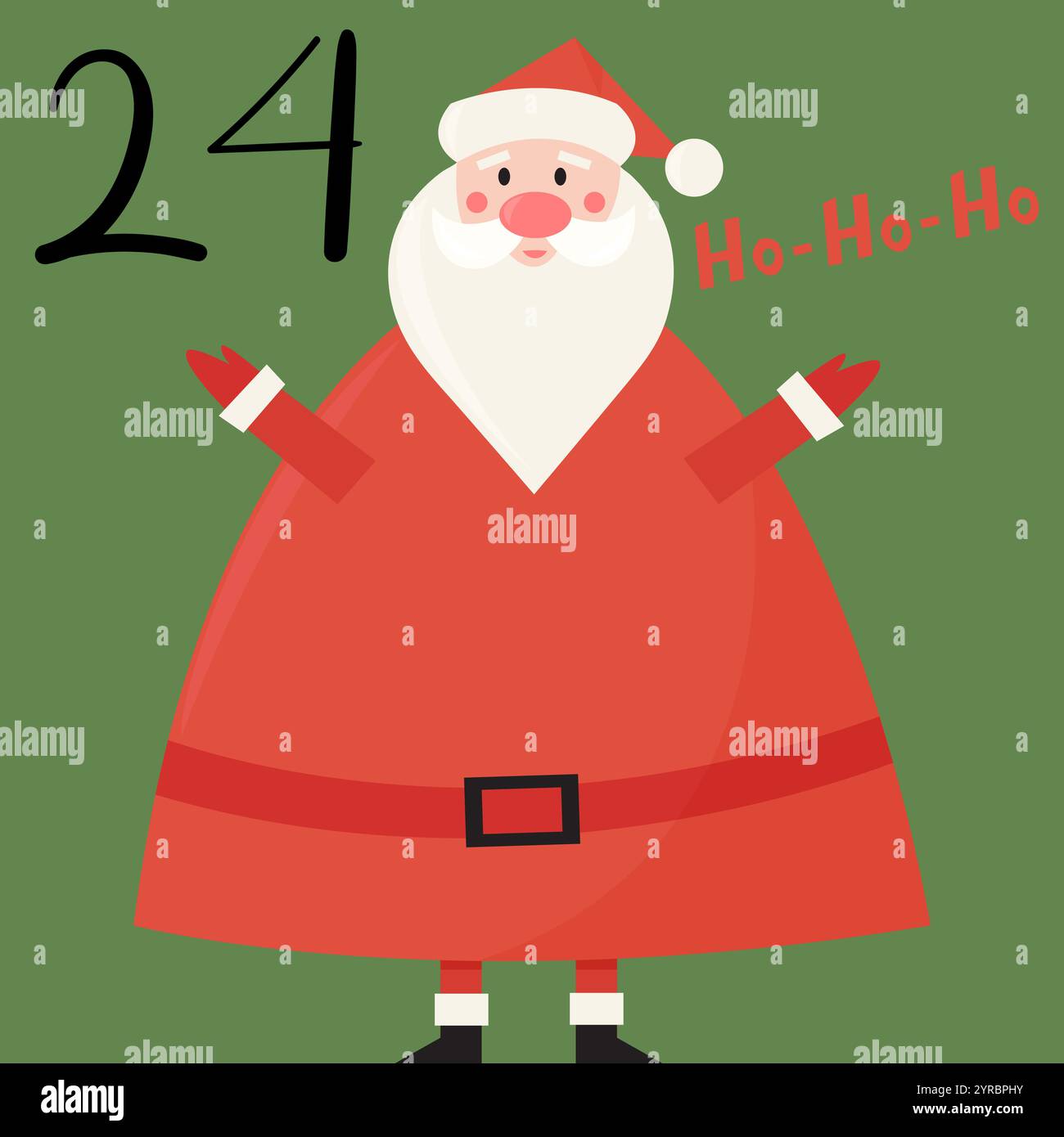 Christmas advent calendar with Santa Claus. 24th of december day