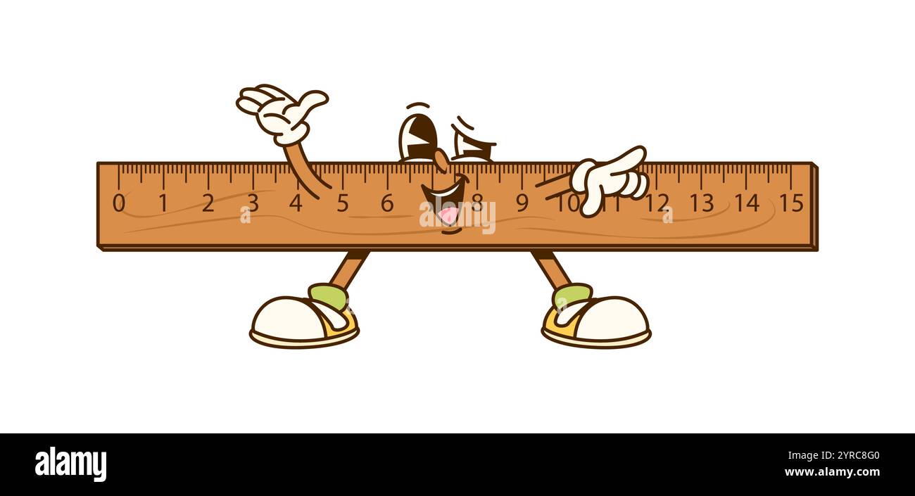 Groovy ruler school education and stationery character. Isolated ...