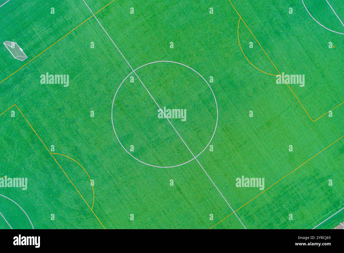 drone image of a soccer field, top-down perspective, background for soccer concept Stock Photo