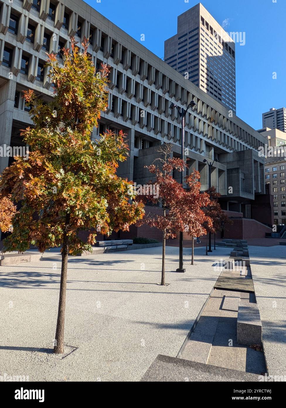Boston City Hall on a clear blue day - Smartphone Captured Stock Image
