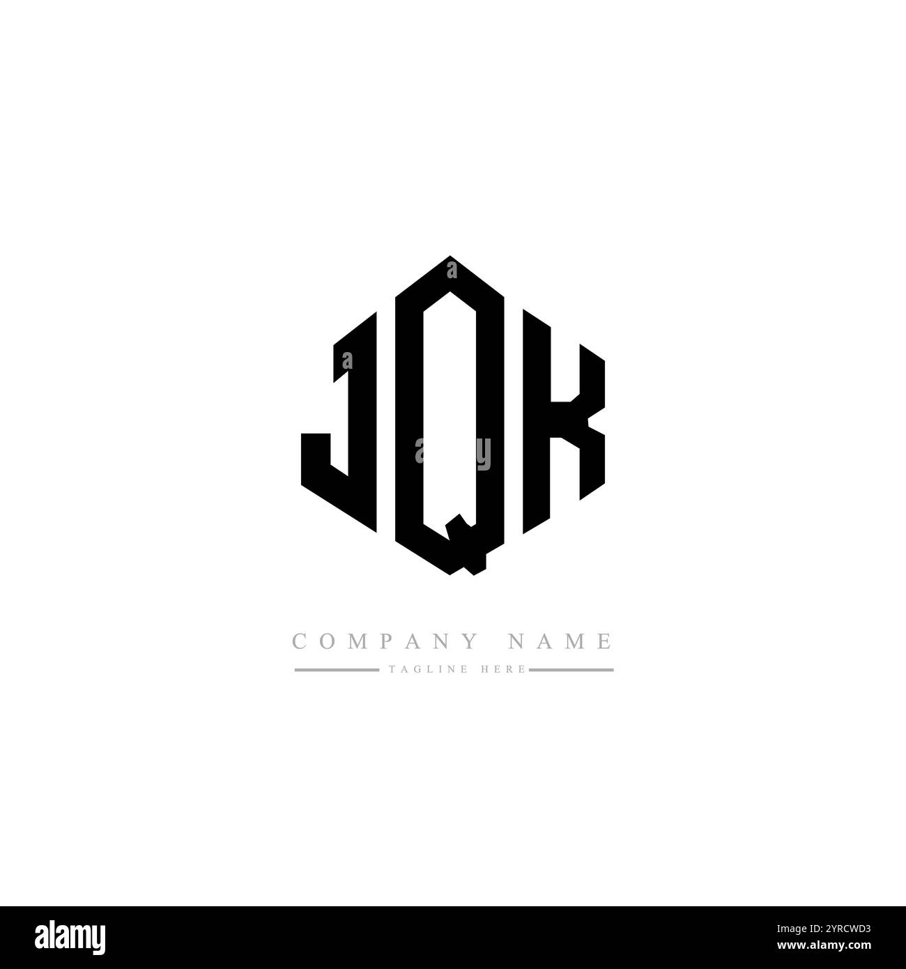 JQK letter logo design with polygon shape. JQK polygon and cube shape logo design. JQK hexagon vector logo template white and black colors. JQK monogr Stock Vector