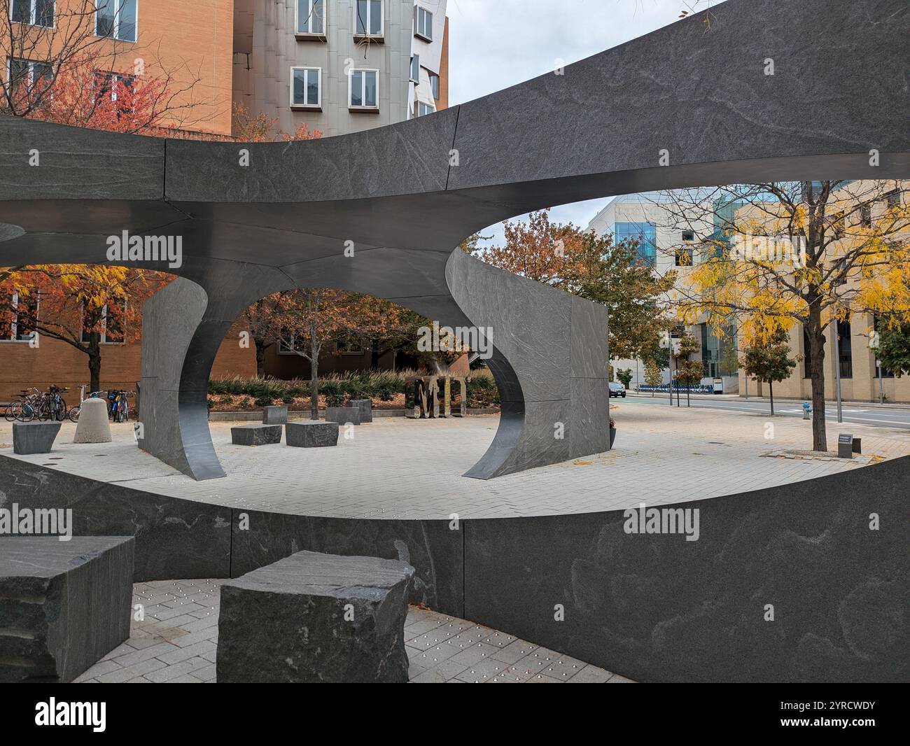 Sean Collier Memorial sculpture Cambridge - Smartphone Captured Stock Image