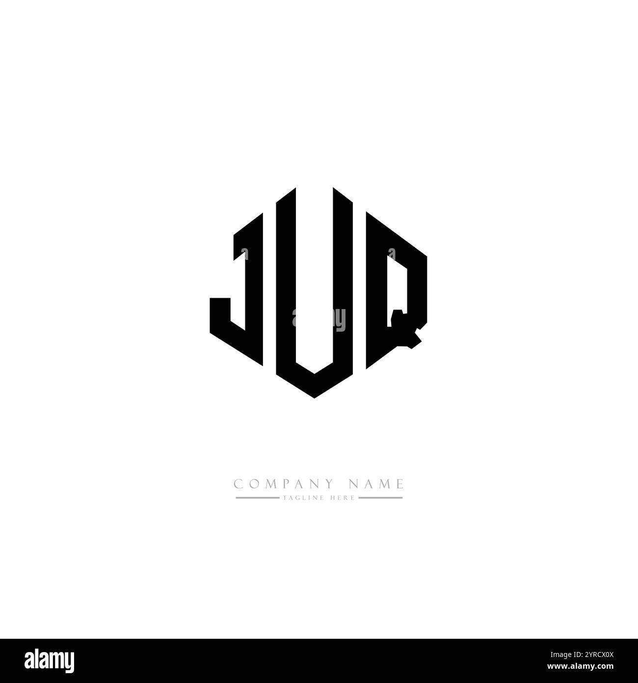 JUQ letter logo design with polygon shape. JUQ polygon and cube shape