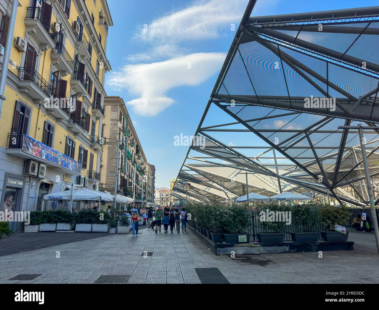 A vibrant street-level view of Napoli Piazza Garibaldi, Naples, Italy, captured in October 2023: Phillip Roberts - Smartphone Captured Stock Image