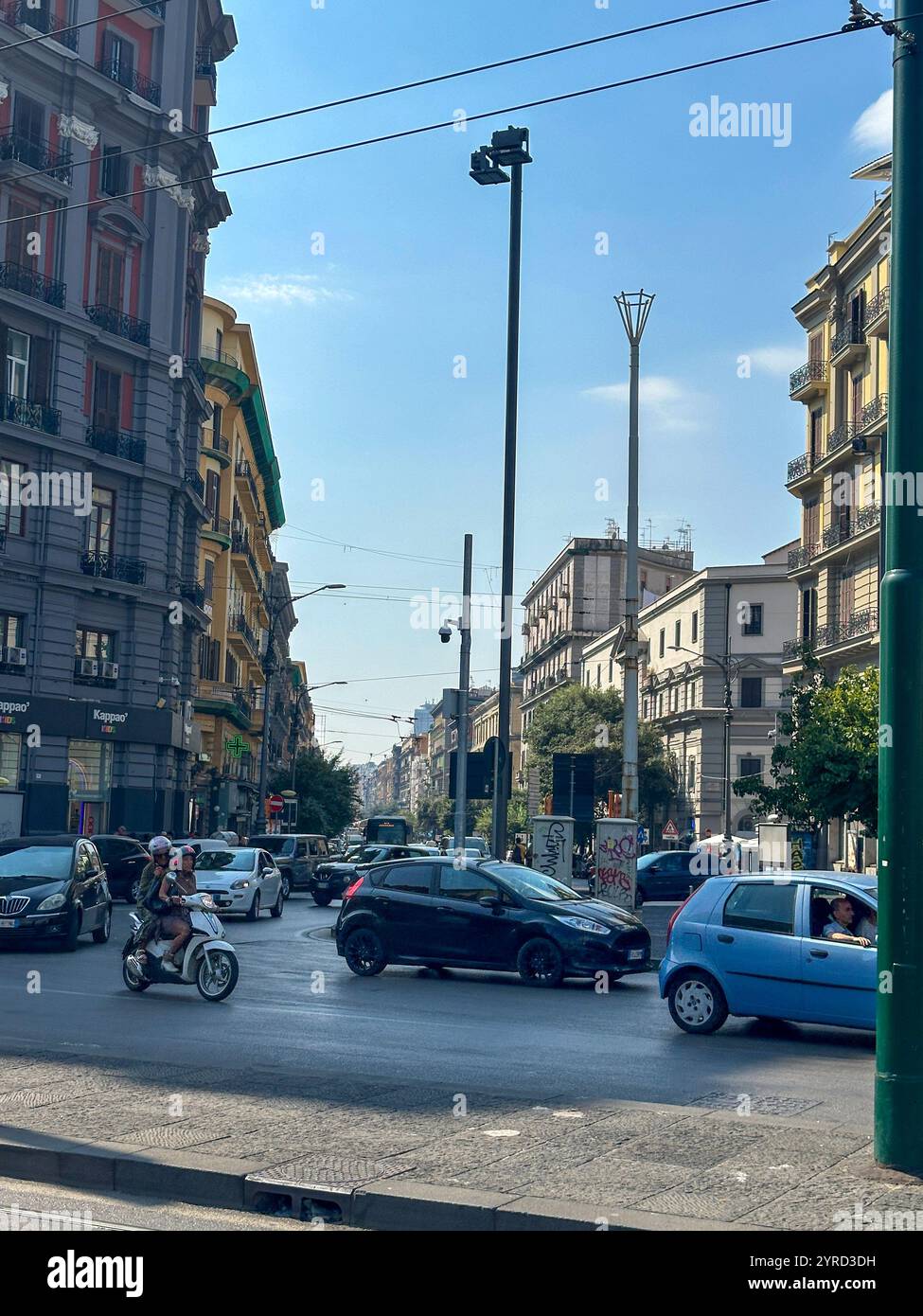 Hustle and bustle around 1 P.za Giuseppe Garibaldi, Naples, Campania, Italy - Smartphone Captured Stock Image