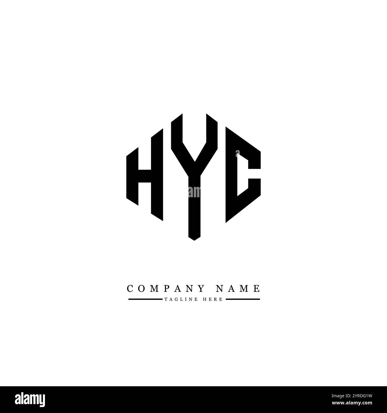 HYC letter logo design with polygon shape. HYC polygon and cube shape ...