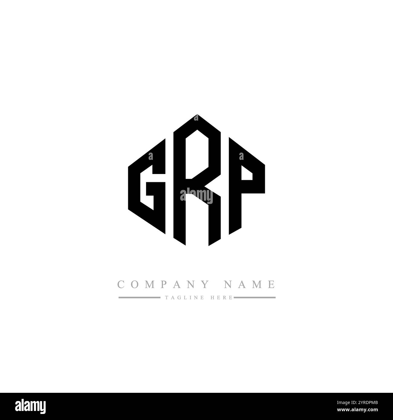 GRP letter logo design with polygon shape. GRP polygon and cube shape logo design. GRP hexagon vector logo template white and black colors. GRP monogr Stock Vector