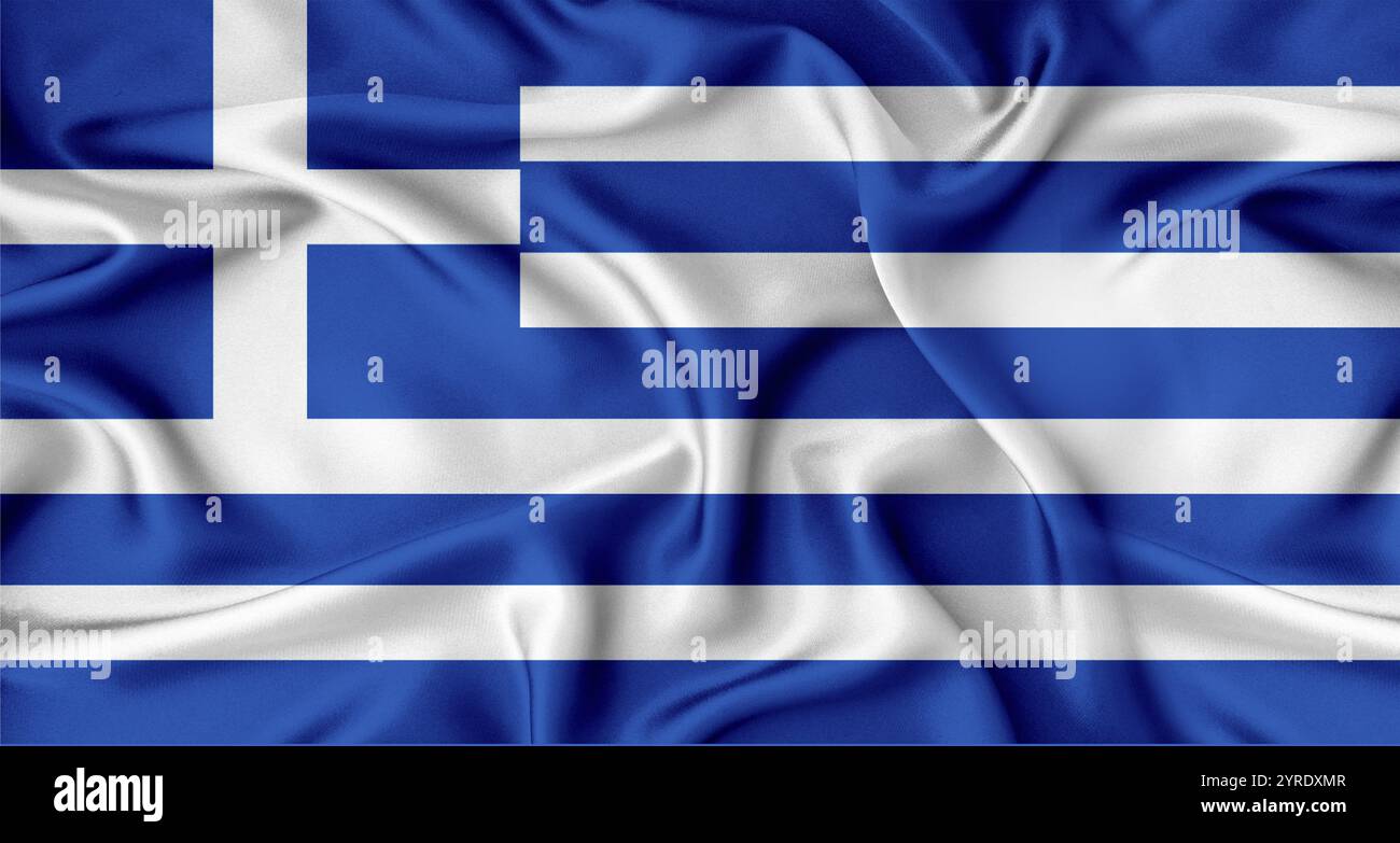 Greece realistic waving flag hi-res stock photography and images - Alamy