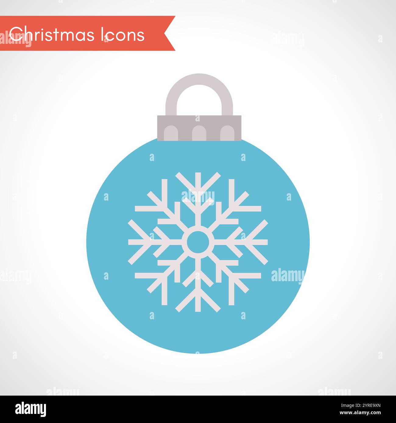 Blue Christmas Ball with snowflake. Christmas Icon. Vector illustration Stock Vector