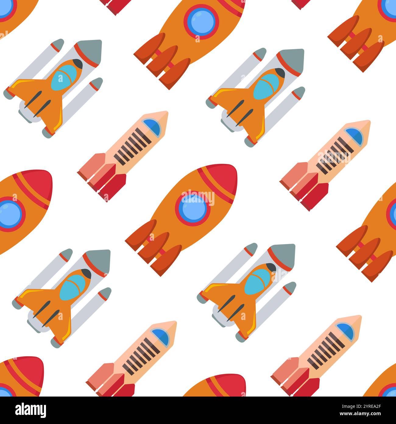 Seamless pattern with space rocket. Vector illustration Stock Vector ...