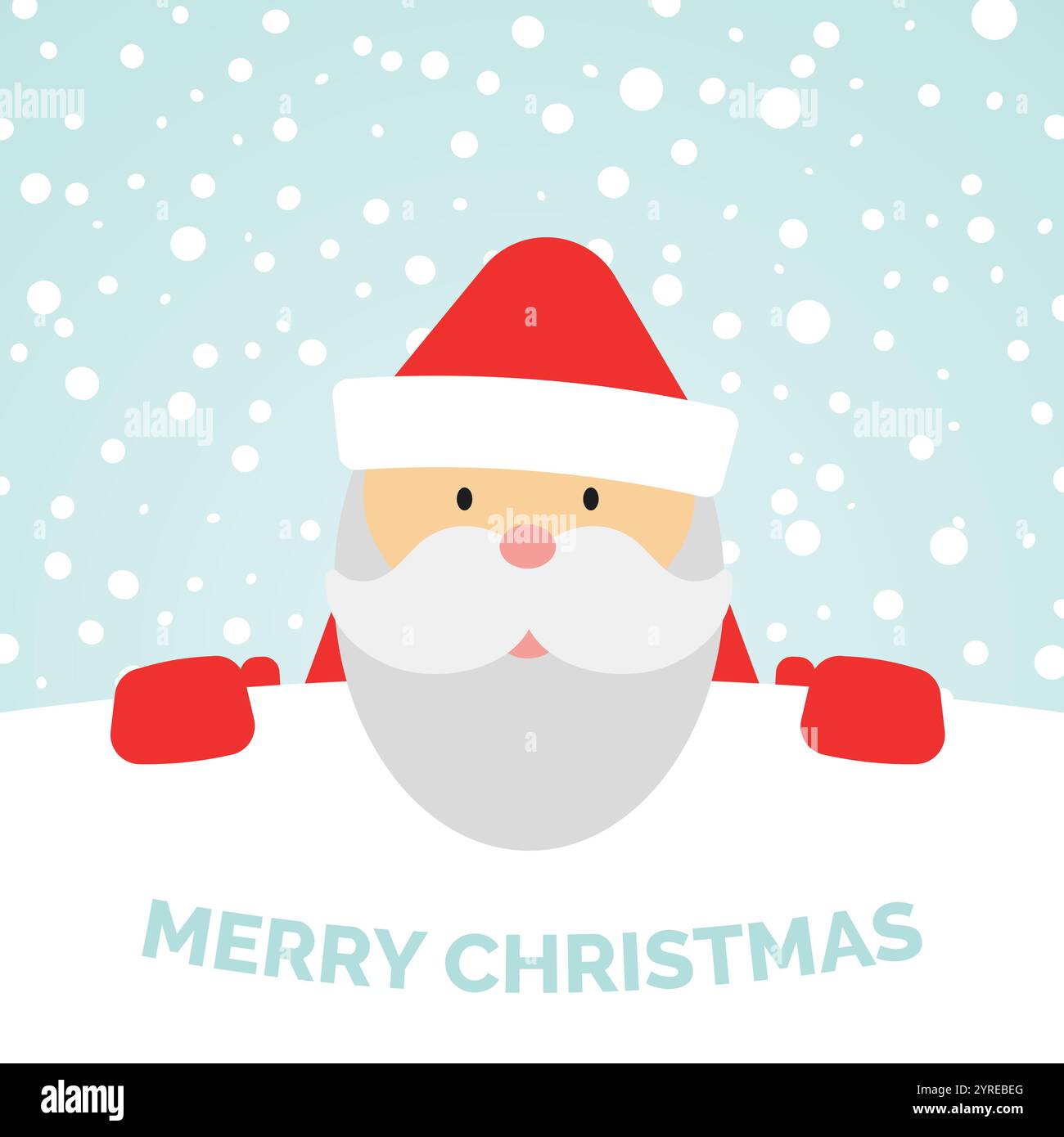 Greeting card with Santa Claus and falling snow. Merry Christmas ...
