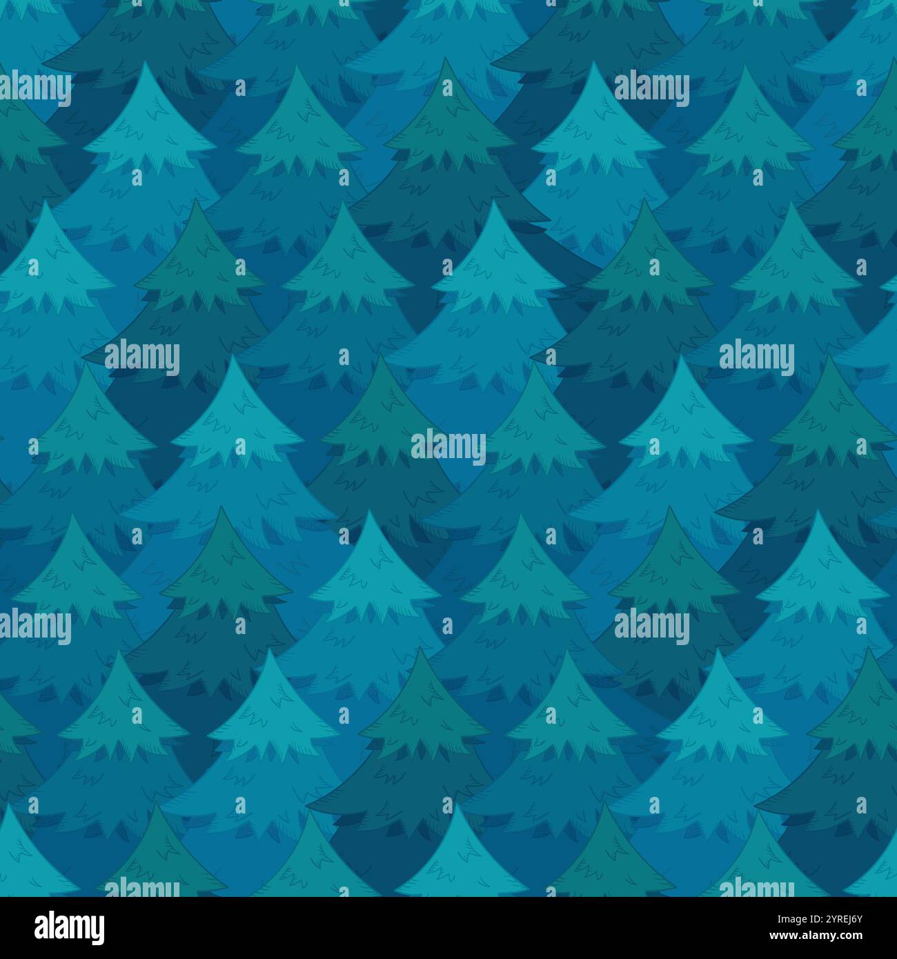 Mysterious pattern with blue coniferous forest Stock Vector