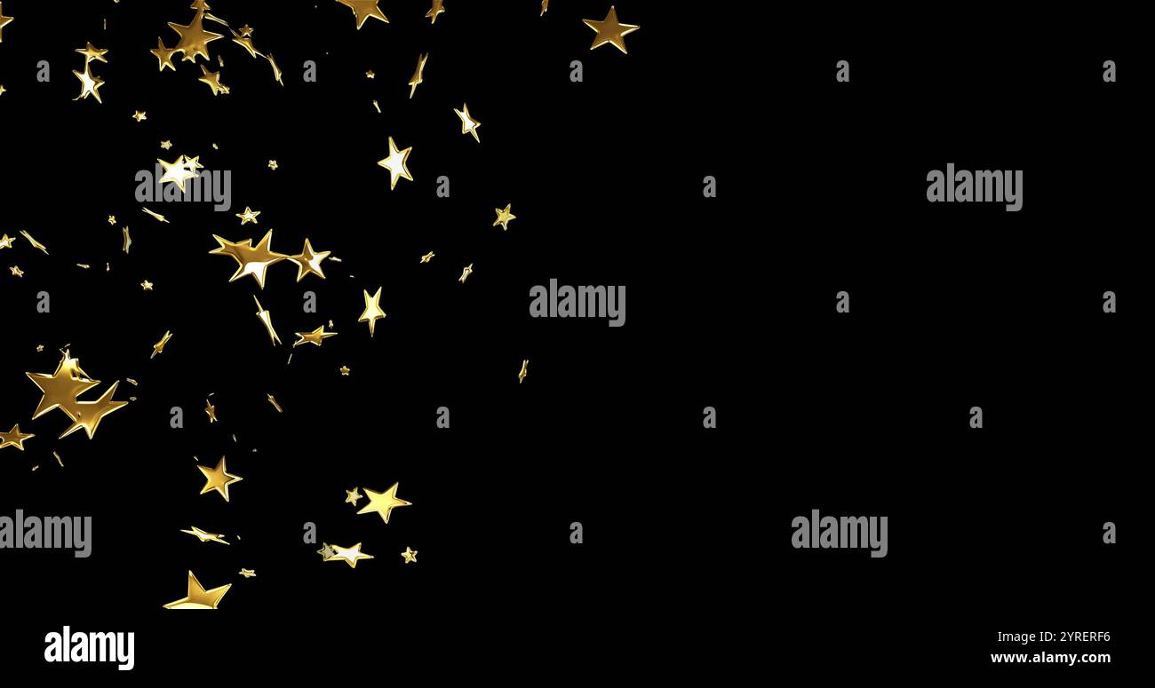 Image of golden stars on black background Stock Photo - Alamy