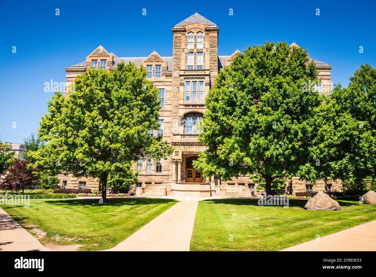 Cleveland, OH USA - July 19, 2017: Adelbert Hall is an administration building at Case Western Reserve University in Cleveland, Ohio and a registered Stock Photo