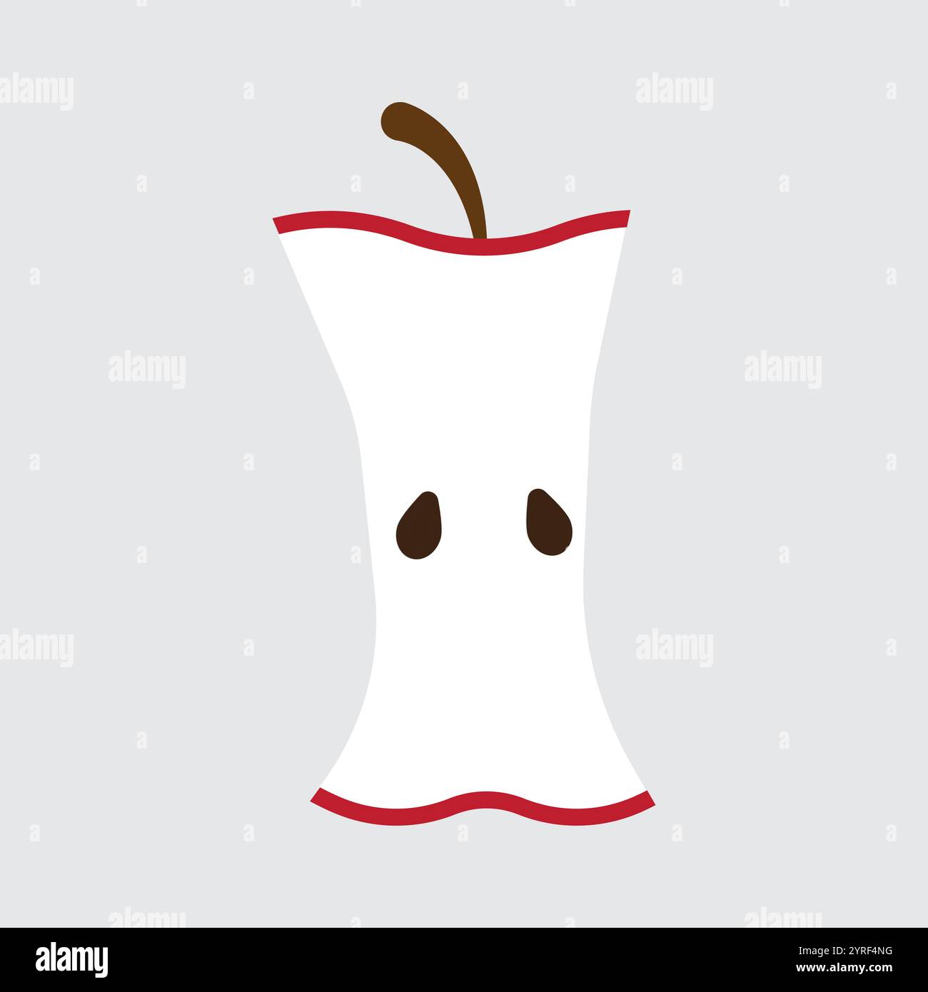 Apple core symbol. Red outline vector. Minimal fruit design. Stock Vector