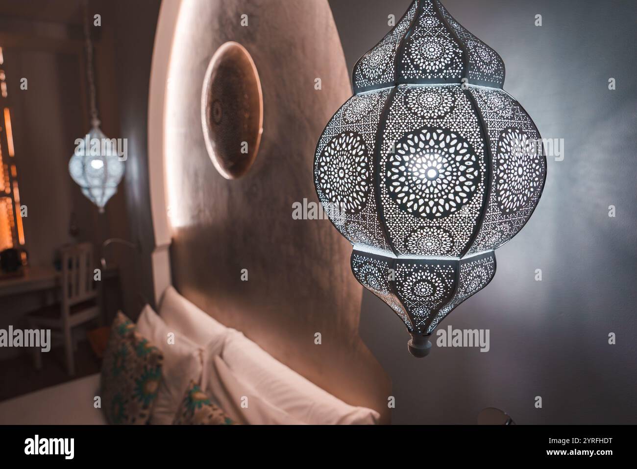 Luxurious Marrakech Themed Boutique Hotel Room Interior Stock Photo