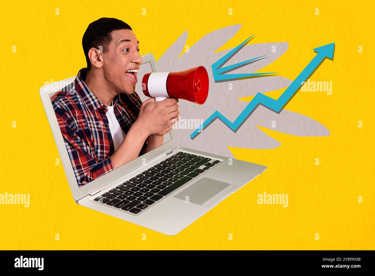 Sketch template design 3D photo collage composite of laptop display ...