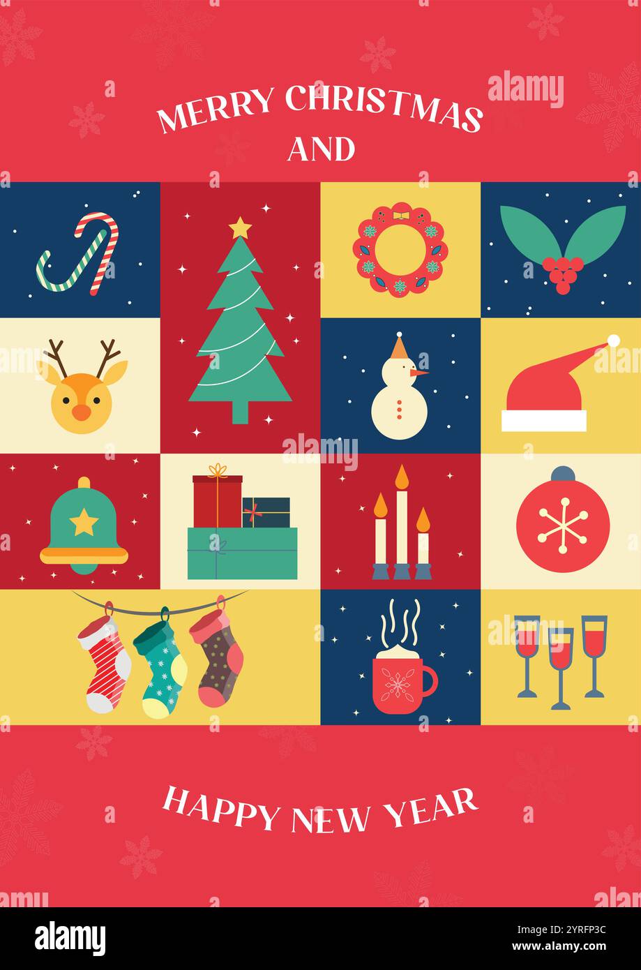 Merry Christmas modern and minimal design. Colourful vector ...