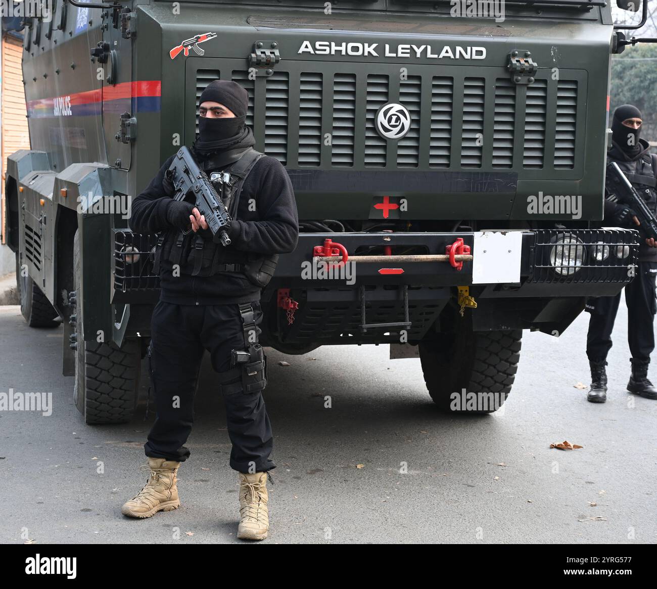 SRINAGAR, INDIA - DECEMBER 3: Policemen of Special Operation Group (SOG ...
