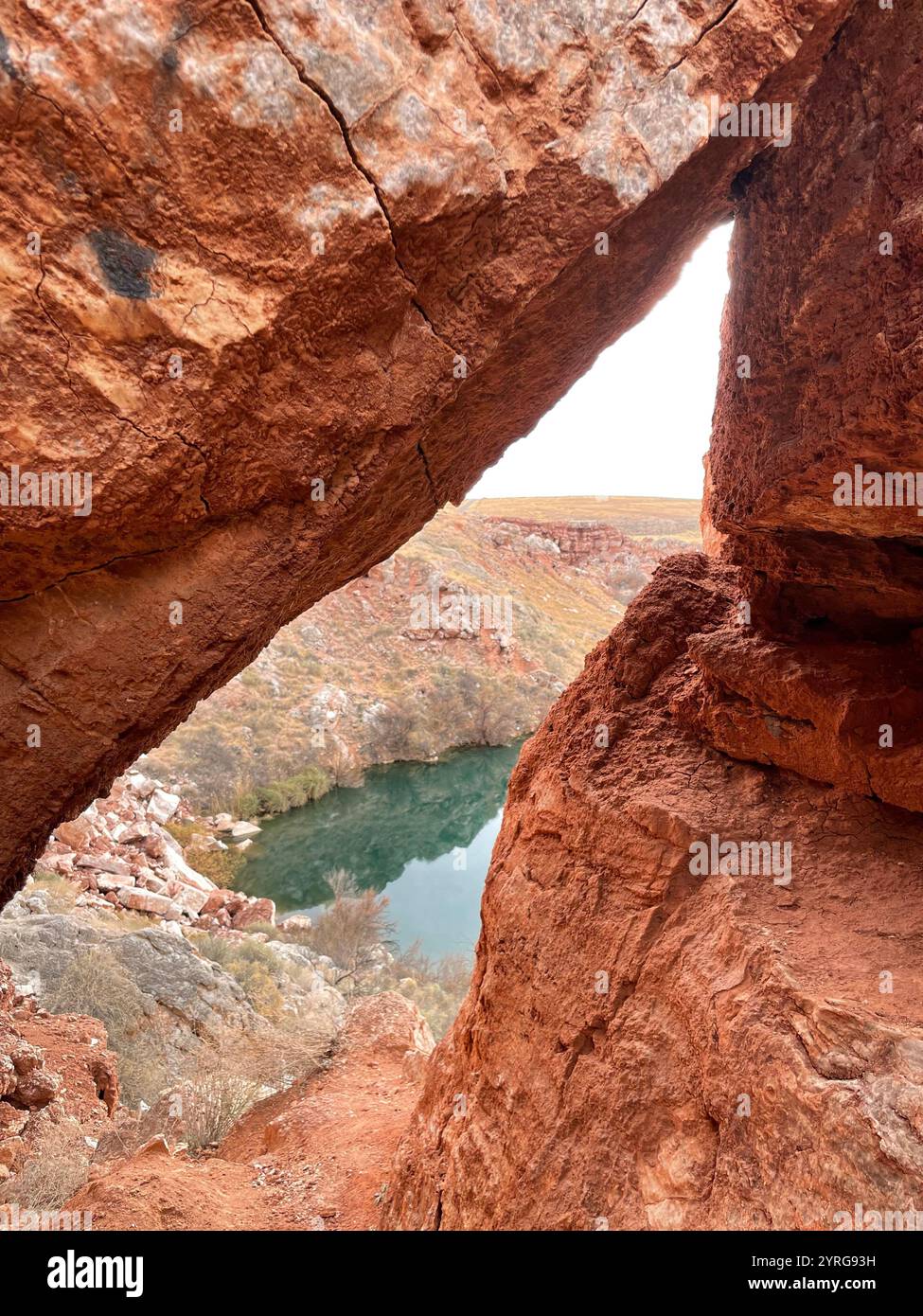 Red rocks leading to a lake in New Mexico - Smartphone Captured Stock Image
