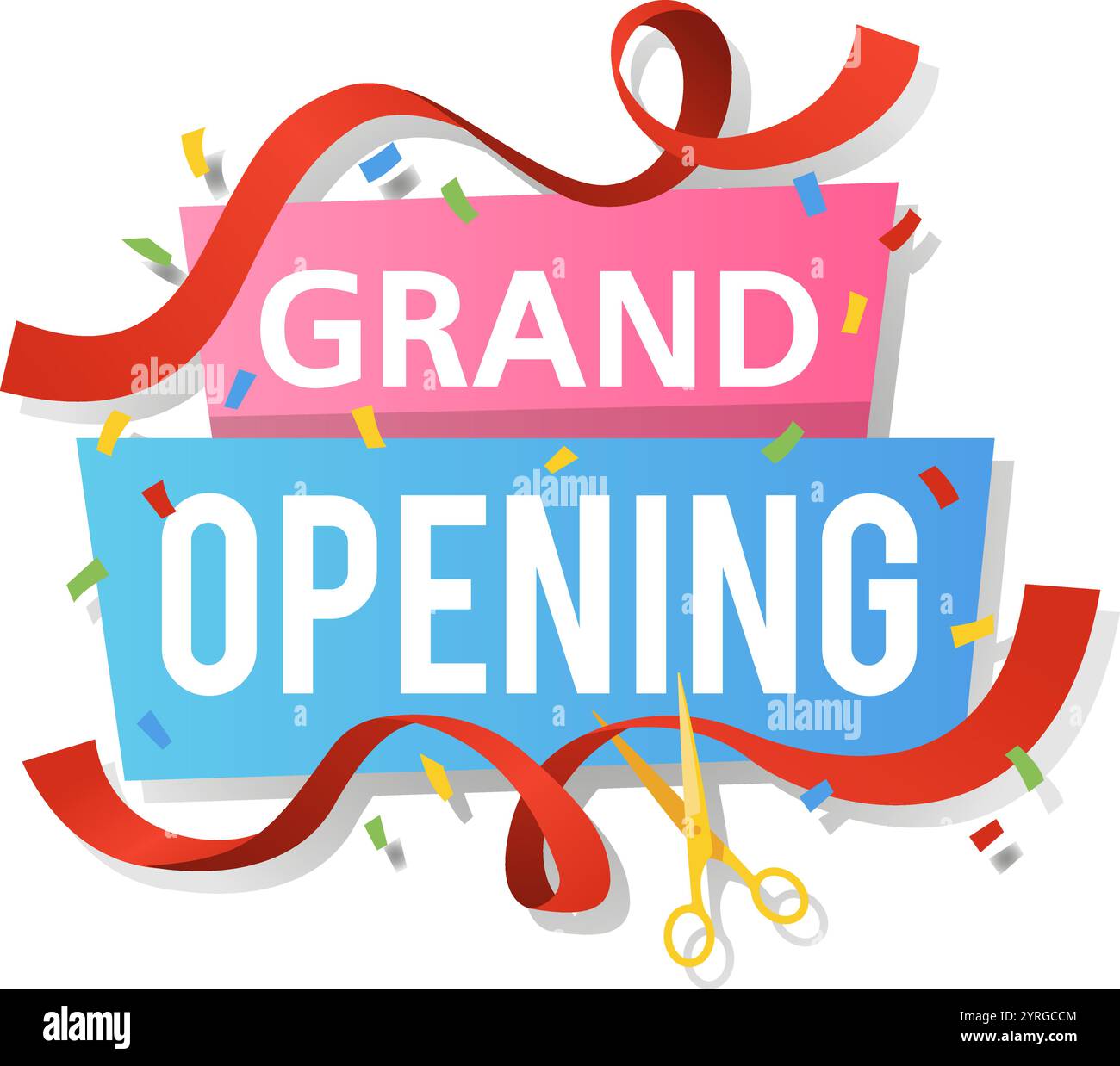 Grand opening. Festive event ceremony opening invitation poster, promo ...