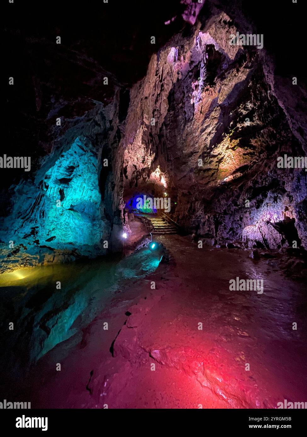 Cave system at Wookey Hole visitor attraction, Somerset, UK - Smartphone Captured Stock Image