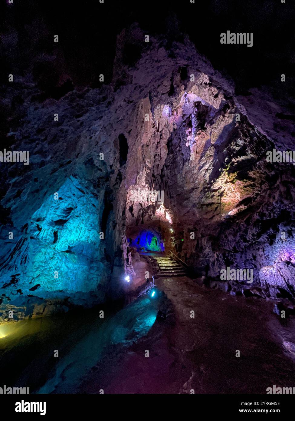Cave system at Wookey Hole visitor attraction, Somerset, UK - Smartphone Captured Stock Image