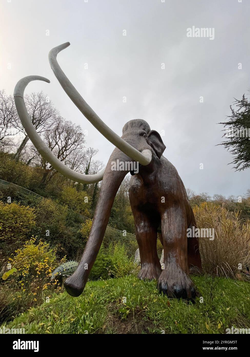 Mammoth model at Wookey Hole visitor attraction, Somerset, UK. - Smartphone Captured Stock Image