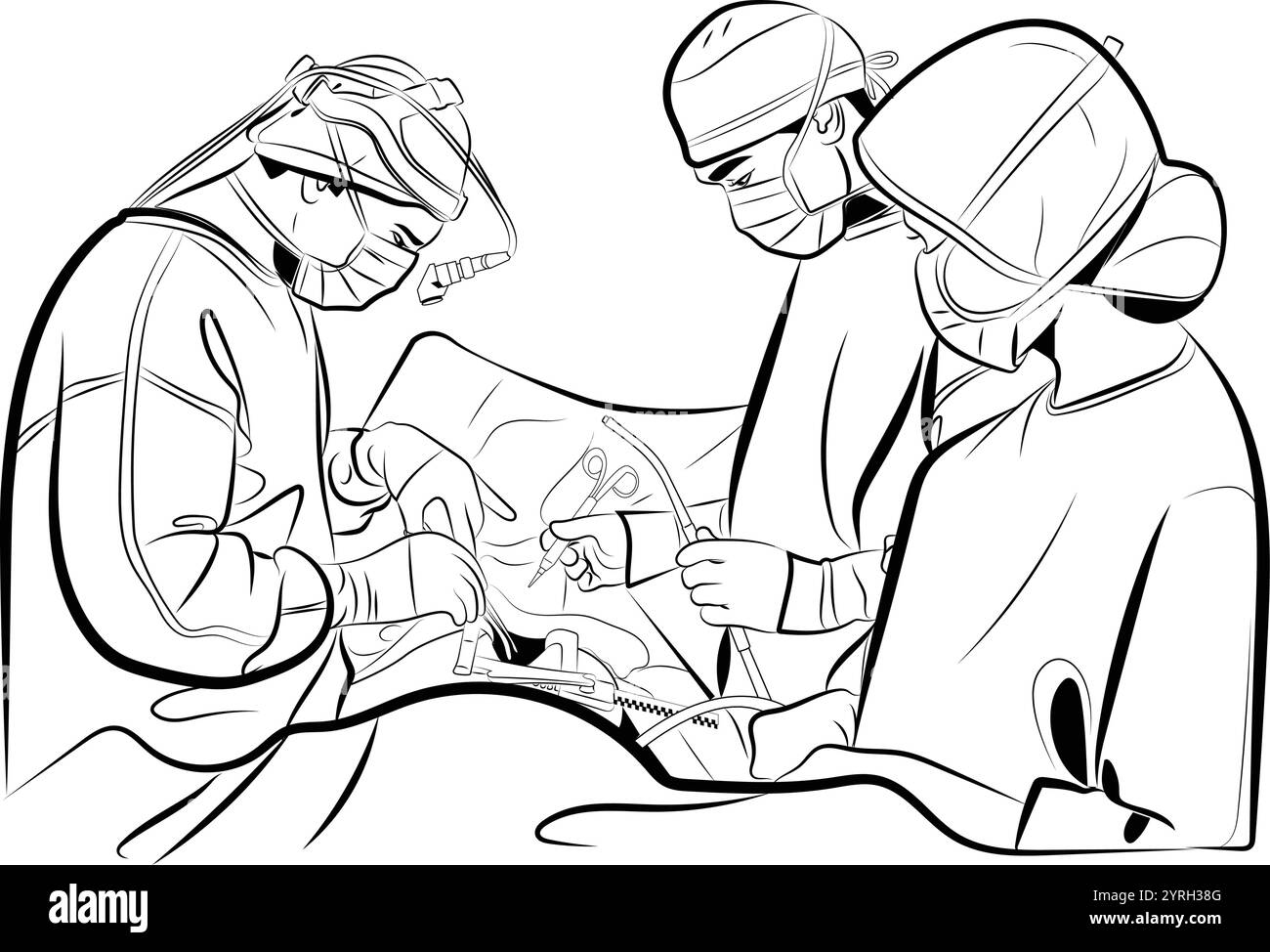 Surgeon Doctors doing surgery operation to the patient with critical ...
