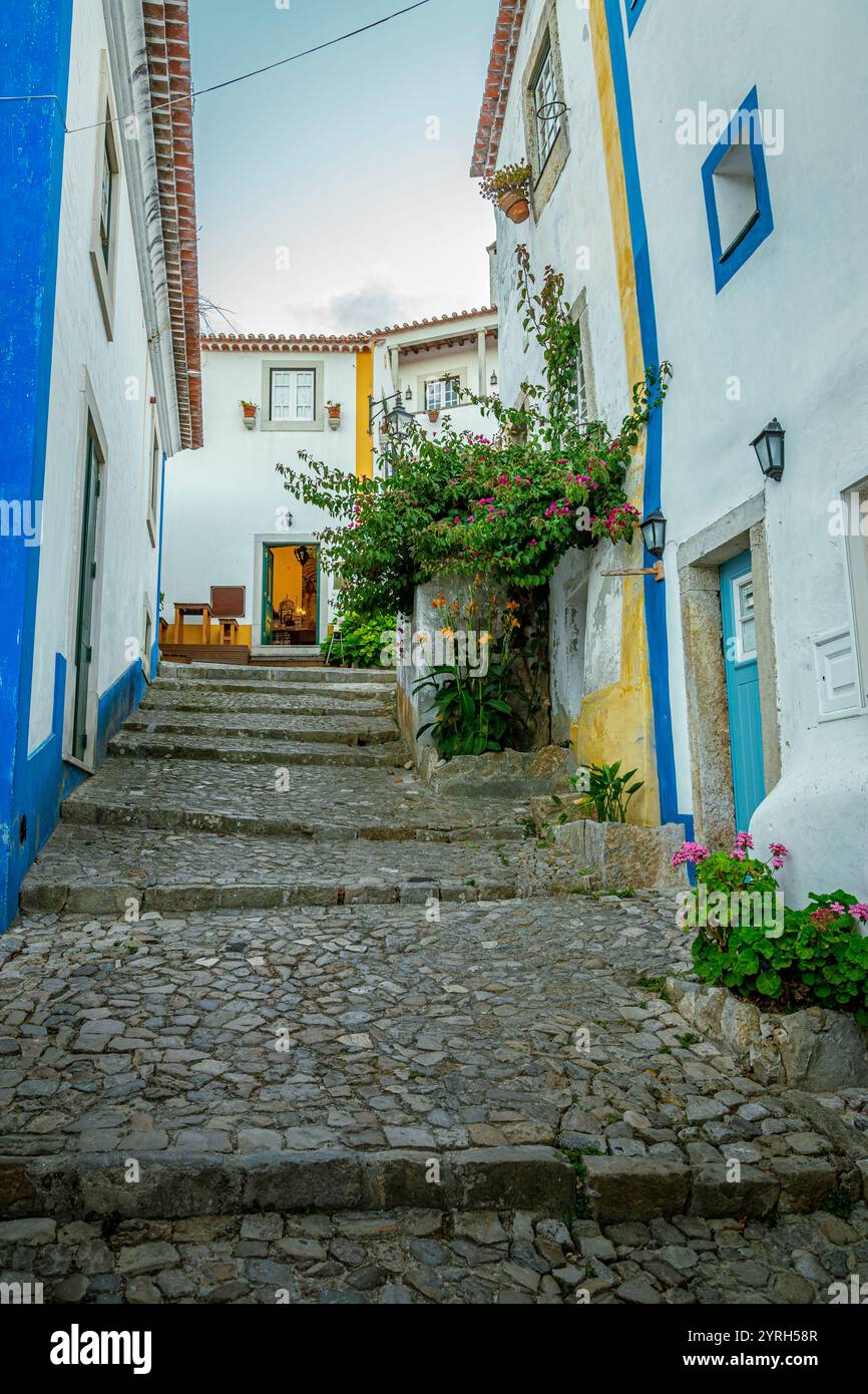 Medieval town alley bougainvillea hi-res stock photography and images ...