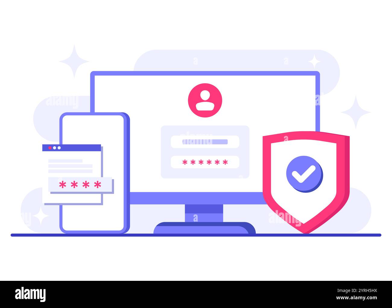 Two-step verification flat illustration vector template, OTP ...