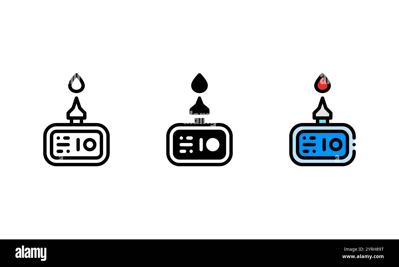 glucometer or glucose check icon, which represents blood glucose checking. This vector icons perfect for healthcare theme. Stock Vector