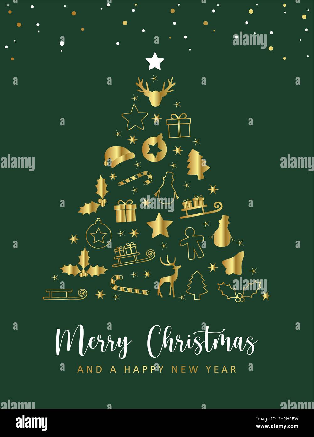 christmas greeting card with decorative fir tree vector illustration ...
