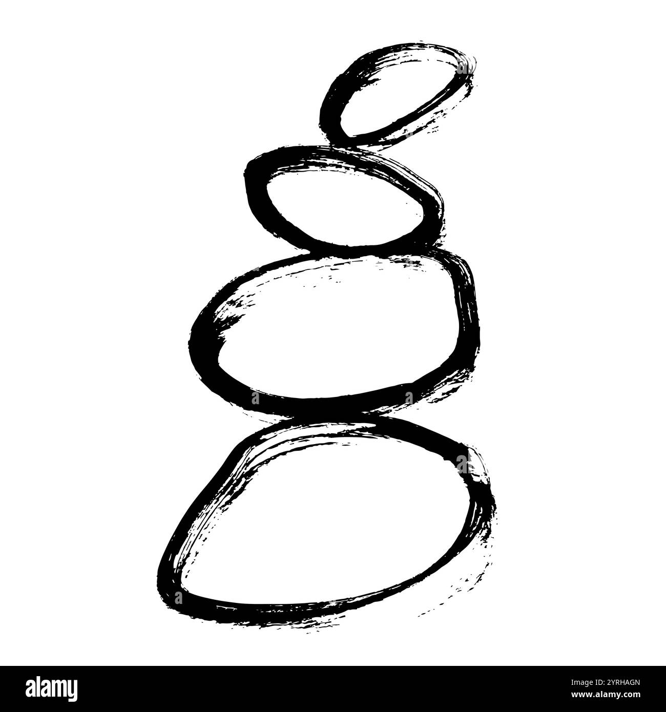 Zen Stones Ink Brush Grunge Pattern. Stock Vector