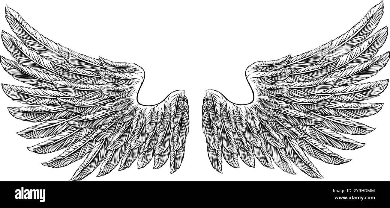 Eagle Angel Wings Tattoo Vintage Woodcut Style Stock Vector Image & Art ...
