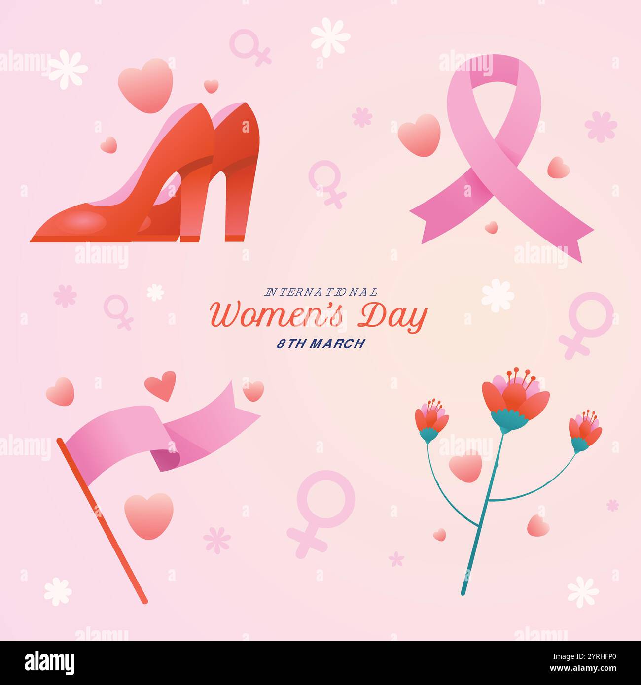 Celebrating International Womens Day with hearts, flowers, and a shoe ...