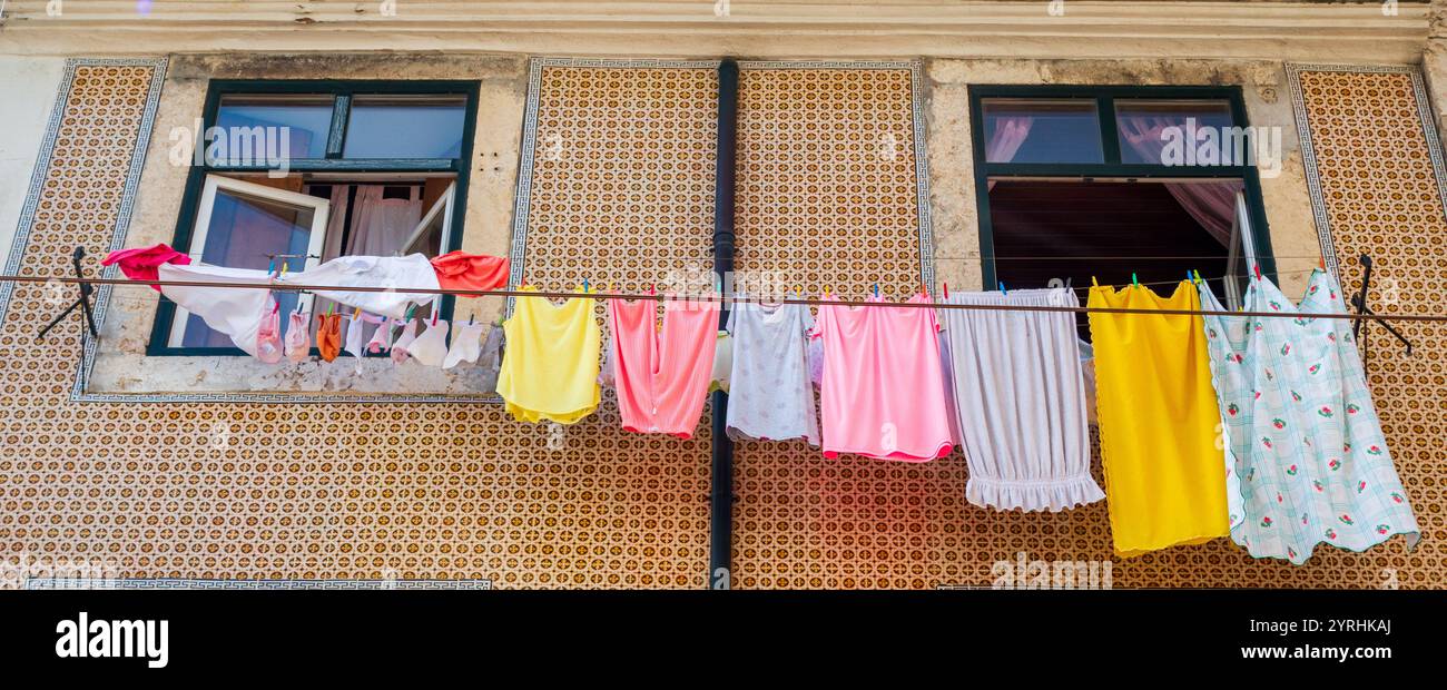 Clothesline between two windows hi-res stock photography and images - Alamy