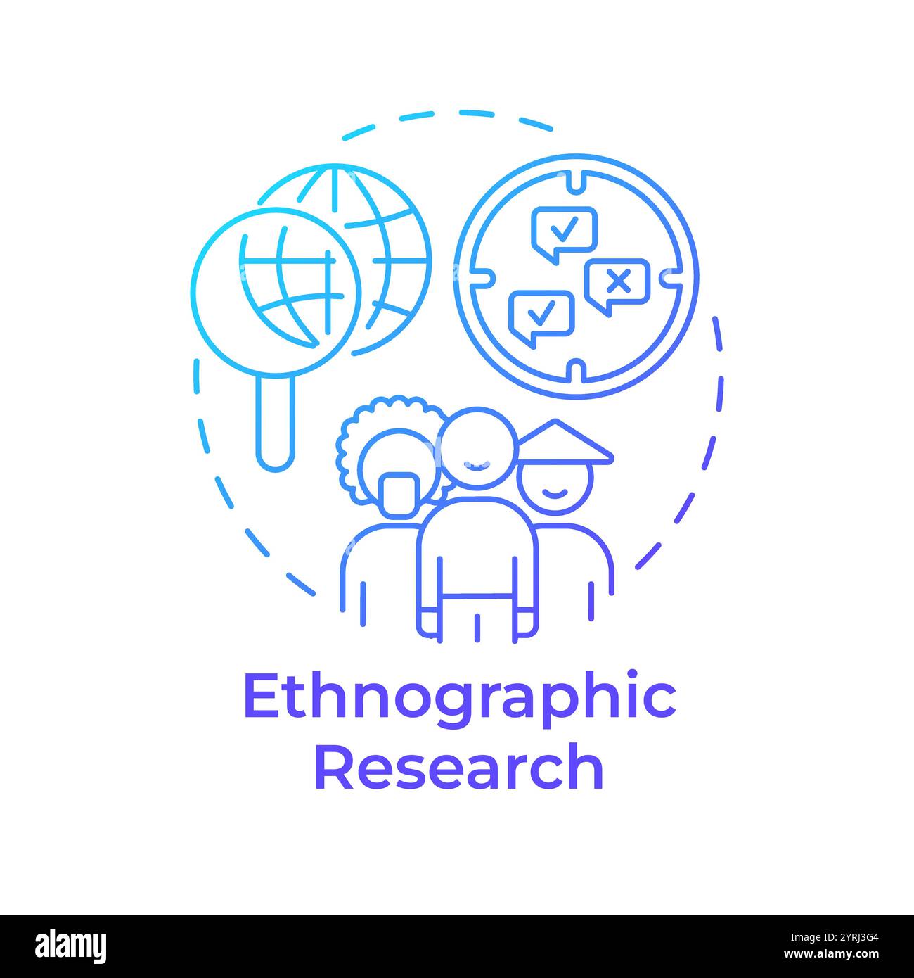 Ethnographic research blue gradient concept icon Stock Vector